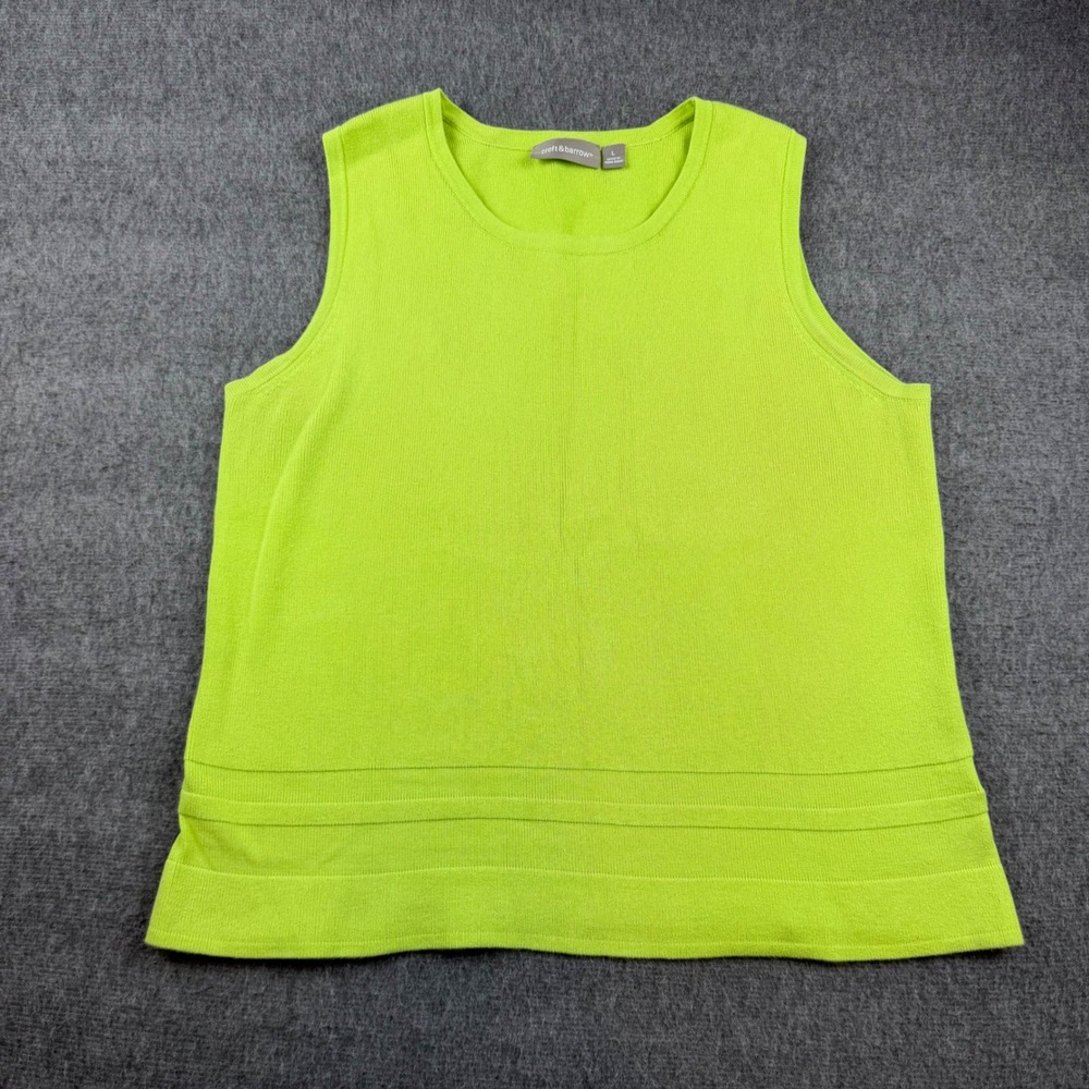 Croft & Barrow Sweater Shell Women L Lime Green Sleeveless Knit Crew‎ Neck Top